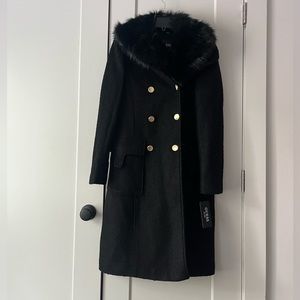 Guess Black Coat with Removable Faux Fur